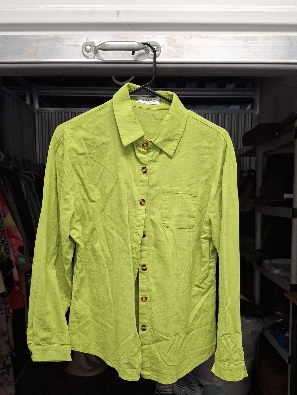 Vibrant Lime Green Women's Button-Up Shirt